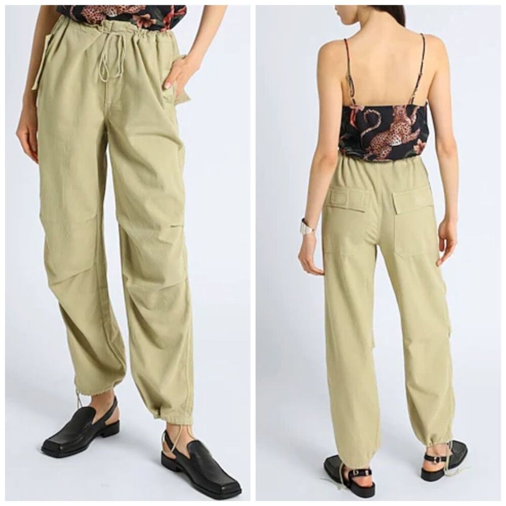 TOPSHOP Balloon Parachute Linen-Blend Pants Gorpcore Pockets Utility Medium 8/10